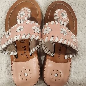 Jack Rogers Pink and White Toddler Sandals Sz 8 - Leather So Cute